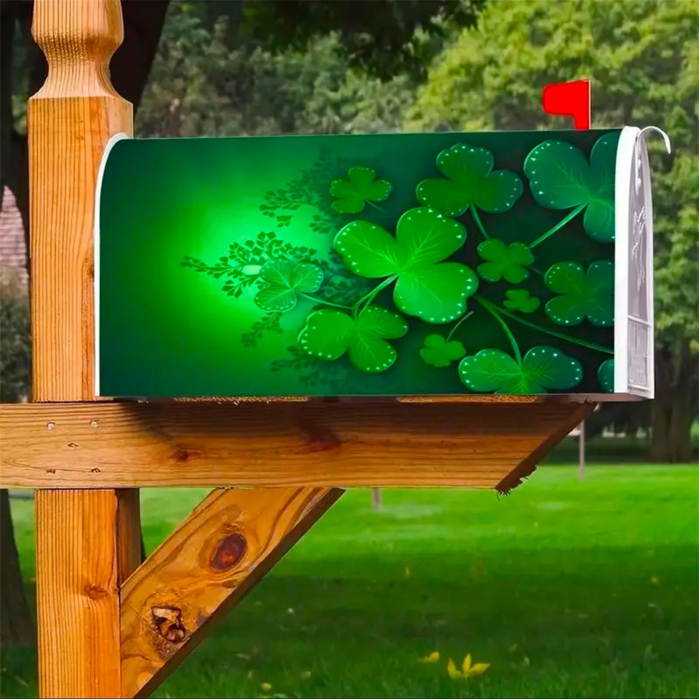 Mailbox Cover, Magnetic Wrap for Standard Size Mailbox, NEW, Clover, Easy Decor.